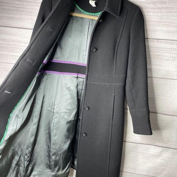 J. Crew Wool Blend Black 5 Button Coat women's size 2 PETITE FLAW - Picture 3 of 9